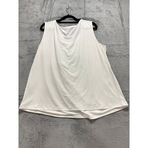 Jones Studio 1X White Tank Top Womens Sleeveless Pleated Neck Minimalist NWT